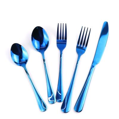 China Viable Hot Sale Color Titanium Coating Gold Blue Black Cutlery Set Stainless Steel for sale