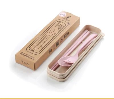 China New Design Eco-friendly Wheat Straw Tableware Set Sustainable New Design Cutlery Set For Promotion for sale