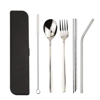 China Christmas Stainless Steel Travel Personalized Cutlery Sustainable Camping Gift Set for sale