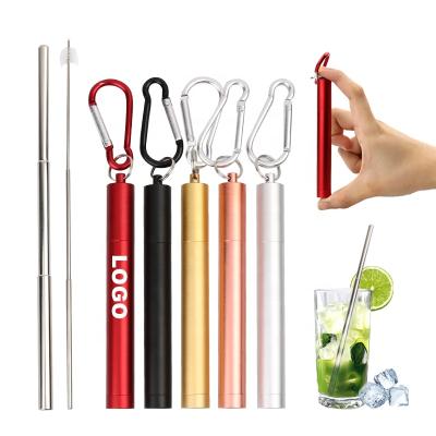 China Sustainable Telescopic Eco-Friendly Metal Straw Stainless Steel Foldable Cleaning Brush for sale