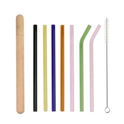 China Viable Glass Straw With Wooden Case and Stripper for sale