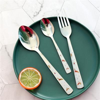 China Silverware Stainless Steel Spoon And Fork Set Sustainable Unique Wedding Cutlery Set Flatware+sets for sale