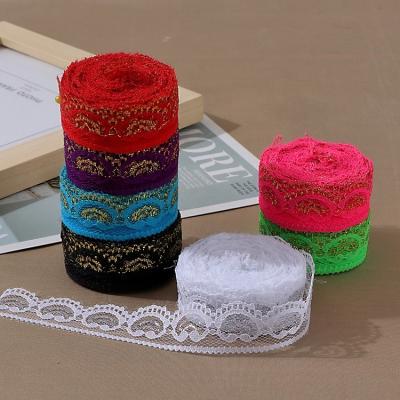 China Sustainable Hot Sale 10m / Roll 2.5CM Non-Elastic Lace Underwear Semicircle Lace Up Handmade Colorful Guipure Guipir Lace Trim for sale