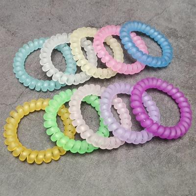 China New Fashion Candy Color Fashion Phone Cord Hair Ties Elastic Hair Bands Women Girls Coil Hair Scrunchies TPU for sale