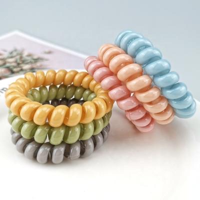 China 2021 Hot Selling Fashion Women's Elastic Hair Band Fancy Color Telephone Rope Coil Elastic Hair Band for sale