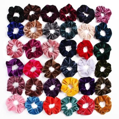 China Velvet Scrunchies Hot Sales Multi Colors Girl Women Hair Bands Cheap Quality Soft Velvet Hair Scrunchies Set For Winter for sale