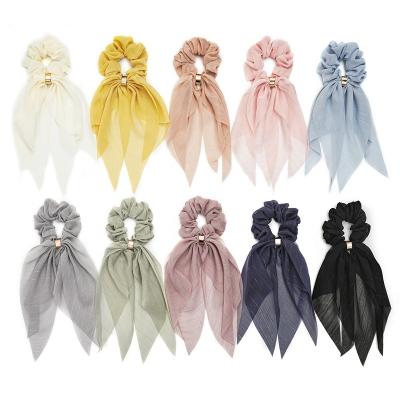 China Shiny Korean Yarn Light Color Headwear Summer Hair Tie Women Hair Scrunchies Styling Friendly Material for sale