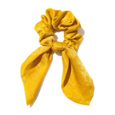 China Korean Silk Hair Scrunchies Ring Satin Woman Rabbit Bow Hair Scrunchies Fashion Accessory Custom Wholesale Hair Friendly Material for sale