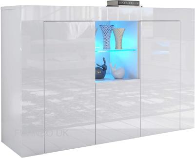 China Easy Assemble Cupboard Cabinet High Gloss White LED Sideboard Unit Blue Light Matt And Blue for sale