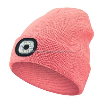 China COMMON Unisex Beanie Hat with The Light Gifts USB Rechargeable LED Headlamp Cap for sale