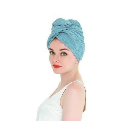 China Super Absorbent Tending Safe For Kids Super Soft Dry Hair Hat Cap Turban Quick Dry With Button Pineapple Grid Microfiber Pour Hair Hat for sale