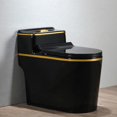 China Double-flush customized luxury line toilet bowl black gold WC bathroom ceramic color closestool for sale