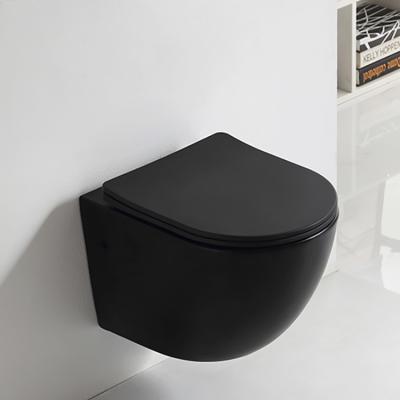 China Matte Black Bathroom P Sanitary Trap Double-Flow Ware Wall Hung Mounted Ceramic Wc Toilet Lavatory for sale