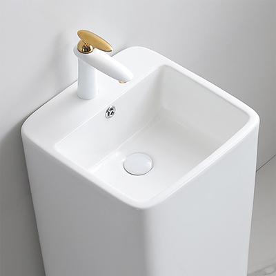 China Modern Good Quality Rectangle Outdoor Floor Mounted Bathroom Sinks Ceramic Pedestal Wash Basin For Hotel for sale