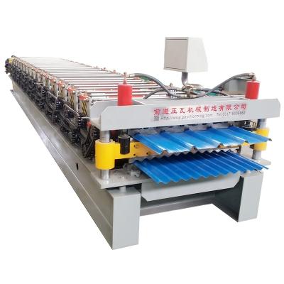 China Building Material Shops Corrugated Double Layer Roof Tile Aluminum Metal Roofing Sheet Making Machinery for sale