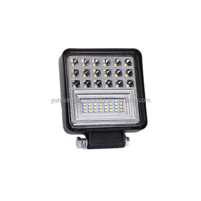 China Wholesale YH Aluminum 126w 12v 24v Job Square Flood Spot Light Driver-Beam Work Light For Off-Road Vehicle for sale