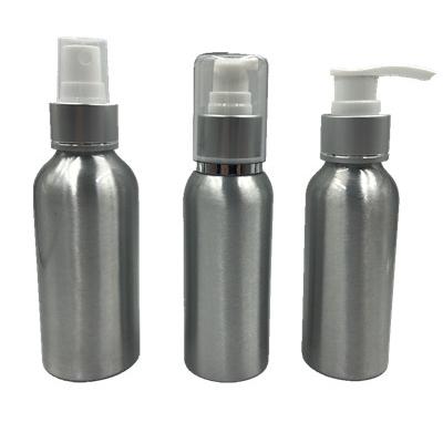 China Personal Care 30ml 50ml 100ml 150ml Silver Aluminum Cosmetic Pump Spray Bottle for sale