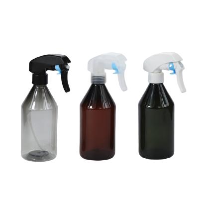 China Cosmetic 300ml PET Trigger Spray Shoulder Amber Slope Gray Green Plastic Bottle for sale