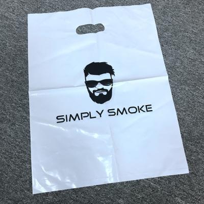 China Recyclable Custom Printed Logo Design Plastic Bag LDPE/HDPE Die Cut Bag Reusable Shopping Bag for sale