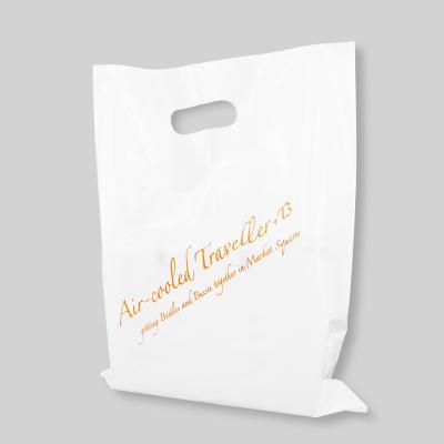 China Recyclable Wholesale Custom Plastic Apparel Package Bag Handle Shopping Die Cut Bag With Own Logo for sale