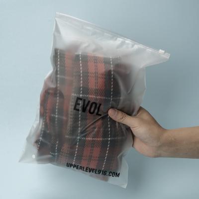 China Eco-Friendly Moisture Proof Zipper Clothes Plastic Bag PVC Zipper Lock Zipper Packaging Frosted Plastic Bag With Logo for sale