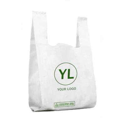 China Biodegradable HDPE LDPE Plastic T-Shirt Recyclable Carry Handle Full Size Die Cut Bags for sale