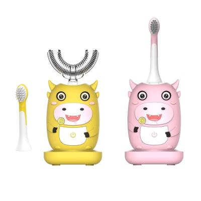 China Radio Charged 2021 Sonic Soft Dupont Bristles Kids Smart Rechargeable 360 ​​Electric Toothbrush U Shaped Toothbrush for sale