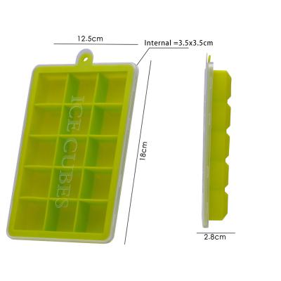 China Sustainable High Quality Easy Release Ice Mold 15 Cavity Ice Cube Trays With Lid Silicone Ice Tray Molds for sale