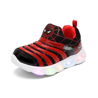 China Newest Design Good Quality Designers Anti-Slippery Spiderman Casual Running Light Led Kids Sport Boy Girls Baby Sneakers Kids Shoes for sale