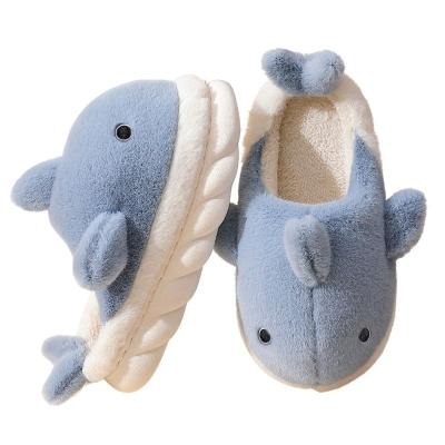 China Winter Fur Slippers Women's Shark Home Slippers New Fashion Trend Winter Cotton Sandals For Couples for sale