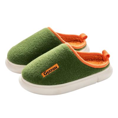 China Winter cushioning men's couple slippers cotton autumn and winter household plush thick bottom women's warm non-slip indoor home slippers for sale