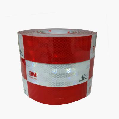 China High Visibility Reflective Tape Tearable Red And White Advertise Grade Reflective Tape For Truck for sale