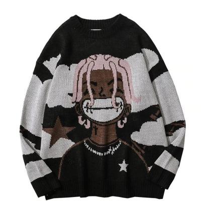 China 2023 Anti-wrinkle Fashion Street Y2k Clothing Loose Crewneck Sweater Cartoon Knitted Sweater For Women for sale