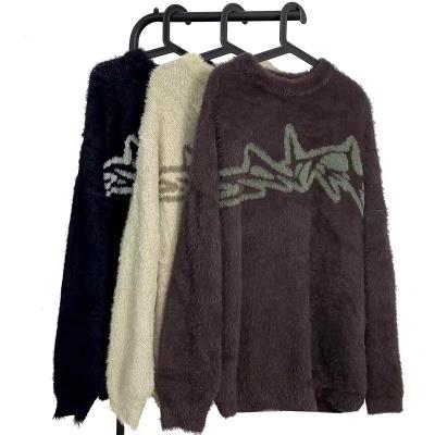 China American Lazy Heavy Cotton Sweater Men's Anti-pilling Long Sleeve Knitted Sweater OEM Crewneck Pullover Sweater for sale