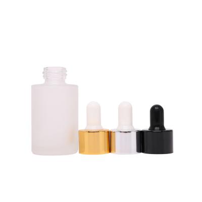 China 30ml Cosmetic Serum Cosmetic Cylinder Shoulder Flat Dropper Bottle for sale