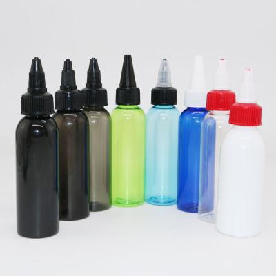 China Cosmetic Packaging 100ml 120ml Ink Bottle Hair Oil PET Squeeze Plastic Dye Bottle With Twist Cap for sale