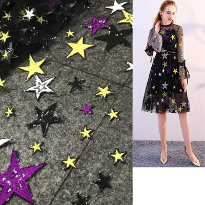 China New beads embroidered sequins star fabric women's evening dress clothing accessories manufacturers spot supply for sale