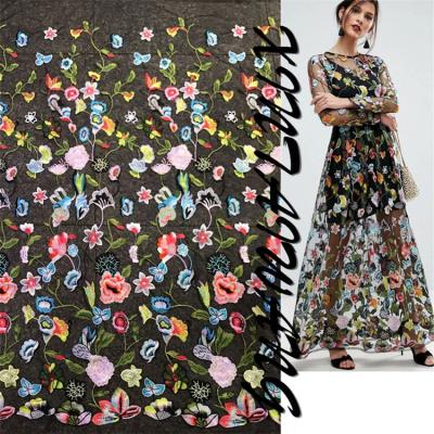 China Multi-color embroidery fabrics lace embroidery fabrics women's dresses garment accessories manufacturers direct supply spot for sale