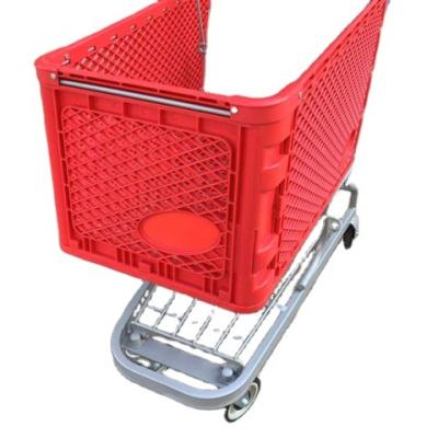 China 180L Supermarket Antirust Plastic Shopping Cart Push Trolley, Plastic American Shopping Cart, Grocery Cart Plastic for sale