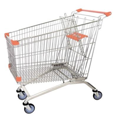 China Unveiling MOQ 100 PCS Wire Basket Trolley With Wheels Chrome Plating Basket 240L Supermarket Trolley, 240l Shopping Trolley for sale