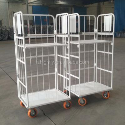 China Durable Supermarket Material Handling Carts Warehouse Storage Cage Cart, Cargo Roll Container Cart With 4 Wheels for sale