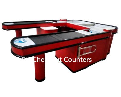 China Super Mall Canada Supermarket Checkout Counters, Canadian Cashier Counter, Customized Grocery Store Checkout Counter With Conveyor Belt for sale