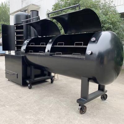 China Easily Assembled Restaurant Use Custom Black Charcoal Grill BBQ BBQ Grill Offset Smoker With Chimney for sale