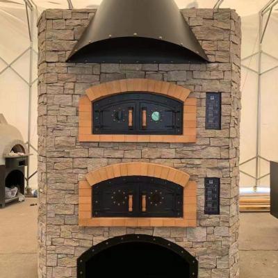 China 16 Inch European Commercial Large Round Black Mosaic Lava Brick Gas Fired Pizza Making Oven For Professional Pizzas. for sale