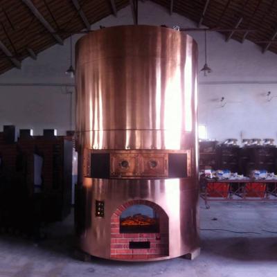 China Oven Automatic Professional Indoor Commercial High Control Gas Wooden Dual Fuel Thermo Copper Handcrafted Pizza Oven Special Design for sale