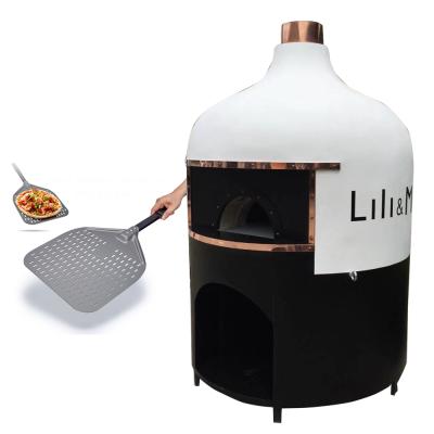 China Italian White Dome Pizza Ovens Commercial Catering Baking Restaurants Use Lava Rock Stone Gas/Wood Fired Cooking Equipments Large for sale