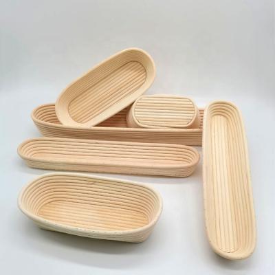 China Natural Rattan Oblong Banneton Proofing Basket Viable For Baguette Bread for sale