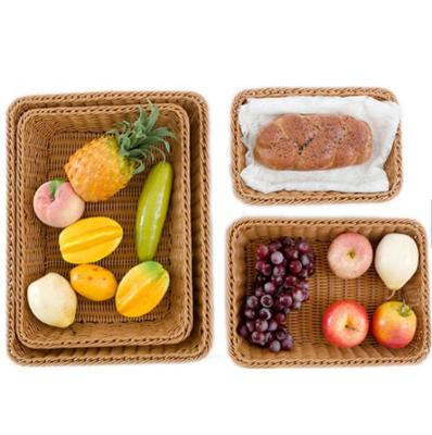 China New Design Disposable Supermarket Fruit Tray Display Rectangle Storage Rattan Basket for sale