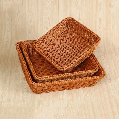 China Sustainable PP Rattan Woven Breadfruit Supermarket Storage Display Display Shopping Basket for sale