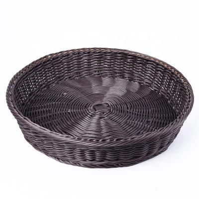 China Sustainable Breadfruit Display Supermarket PP Wicker Basket Imitation Rattan Woven Vegetable Storage Blue for sale